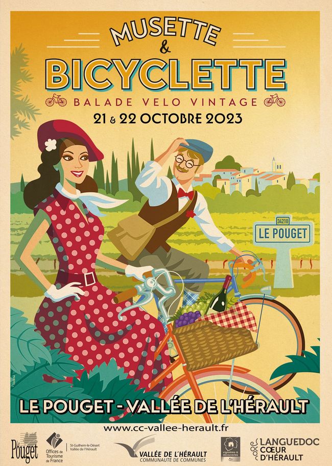 Musette et bicyclette balade velo vintage d automne Communaute de Commune de la Vallee de l Herault
